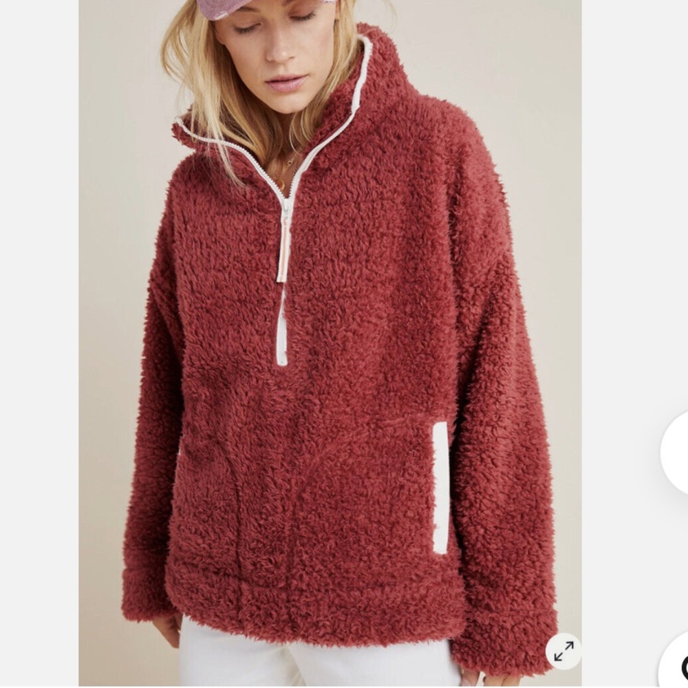 NWT Anthropologie Saturday/Sunday Annette Sherpa Pullover Sweatshirt Sz M Z109-6